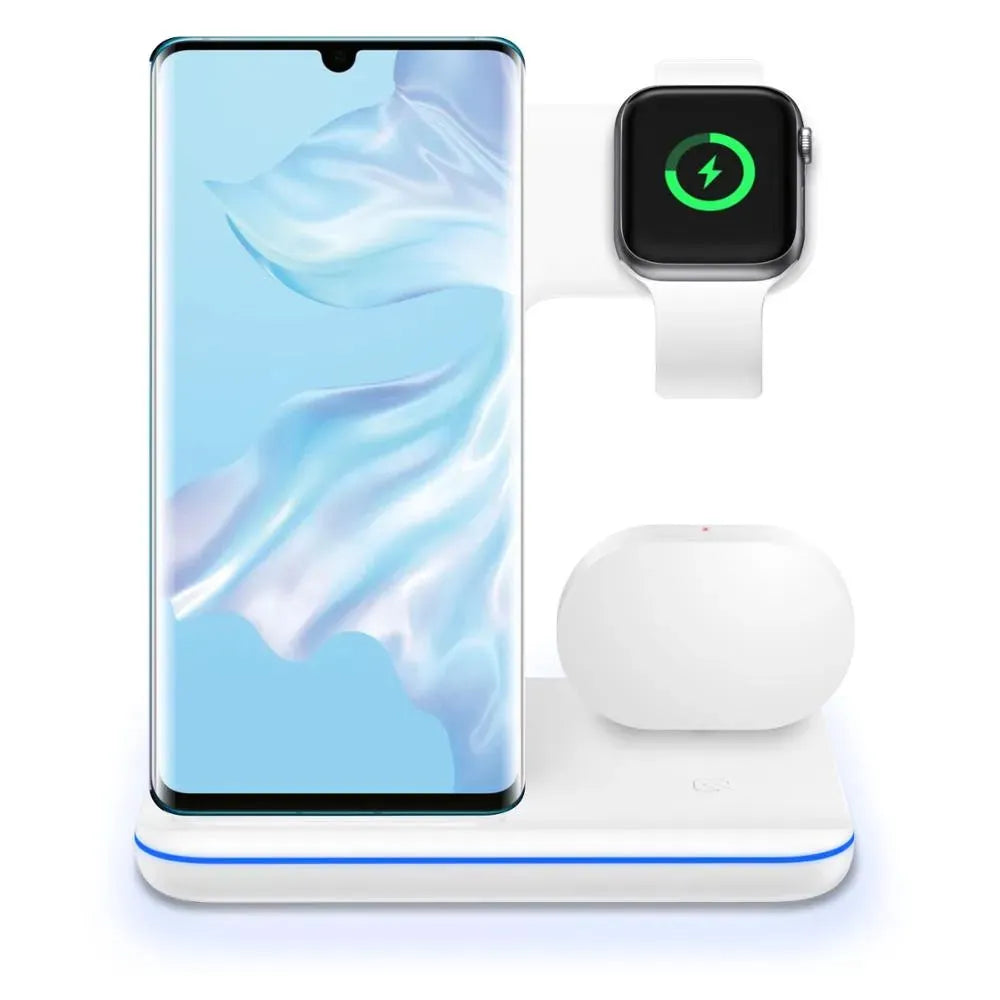 Compatible Mobile Phone Watch Earphone Wireless Charger 3 In 1 Wireless Charger Stand - Bellarte Enchanté Compatible Mobile Phone Watch Earphone Wireless Charger 3 In 1 Wireless Charger Stand